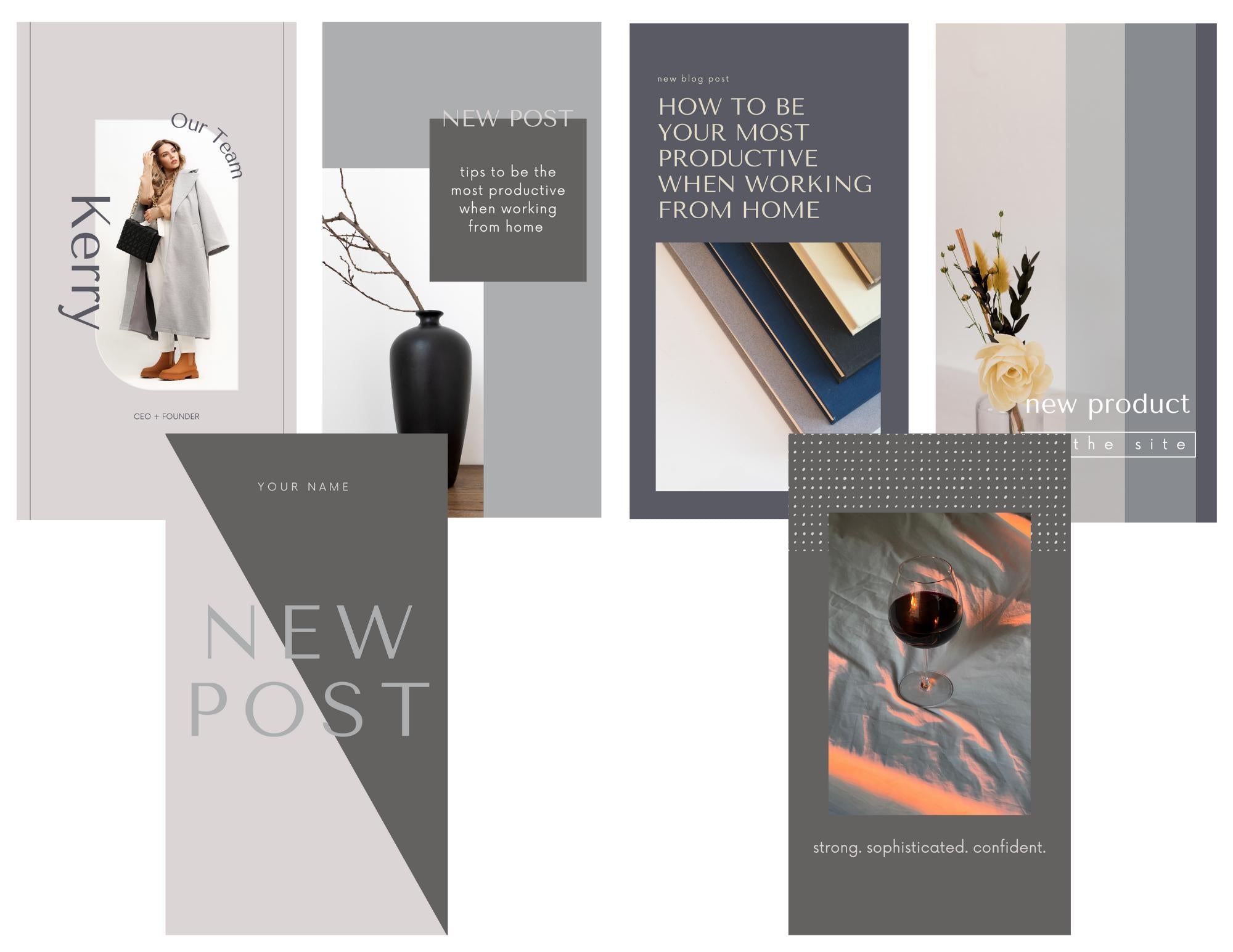 Neutral aesthetic Instagram stories. Story template download. Instagram story ideas. Chic story design. Canva story template.