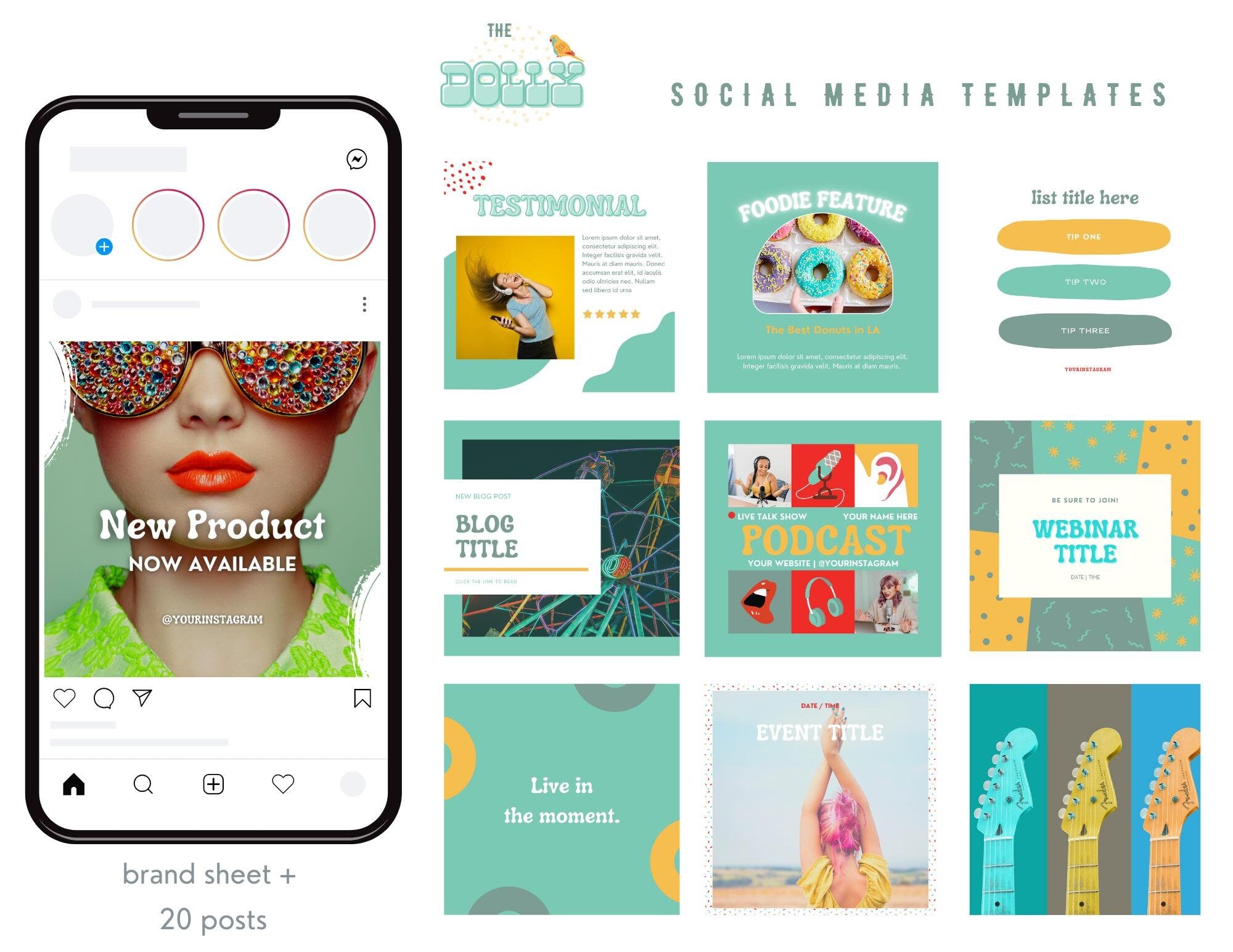 Bright instagram posts. New 4:5 Instagram size. Instagram template Canva. Podcaster branding kit. Social media templates. Punchy instagram.
