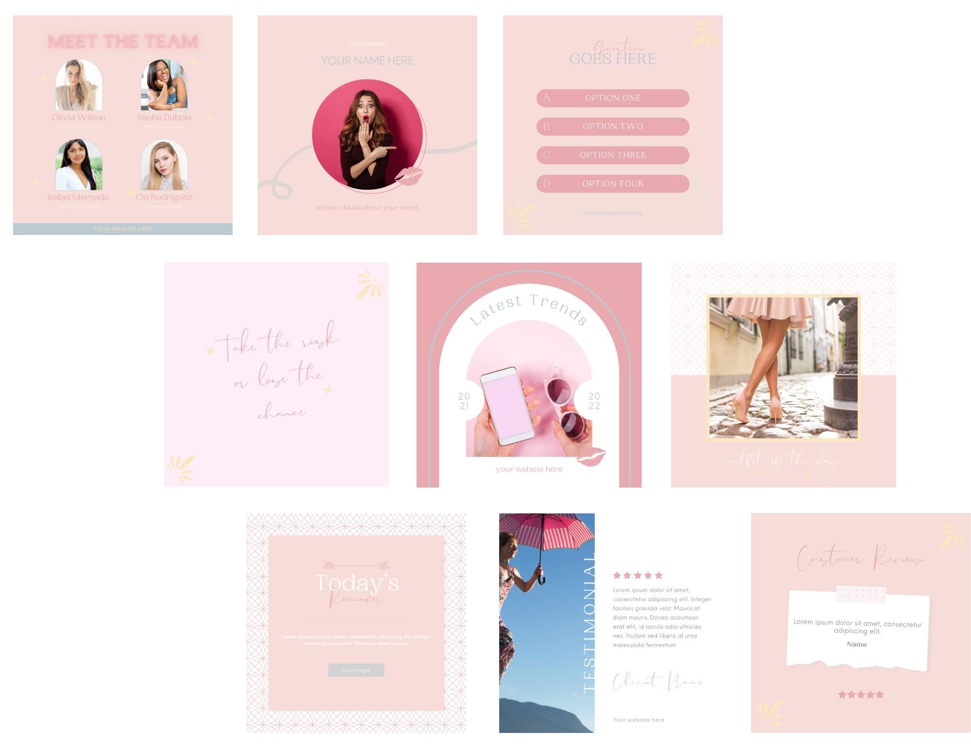 Feminine Instagram posts. New 4:5 Instagram size. Beauty influencer posts. Pink instagram posts. Social media templates. Branding. Valentine