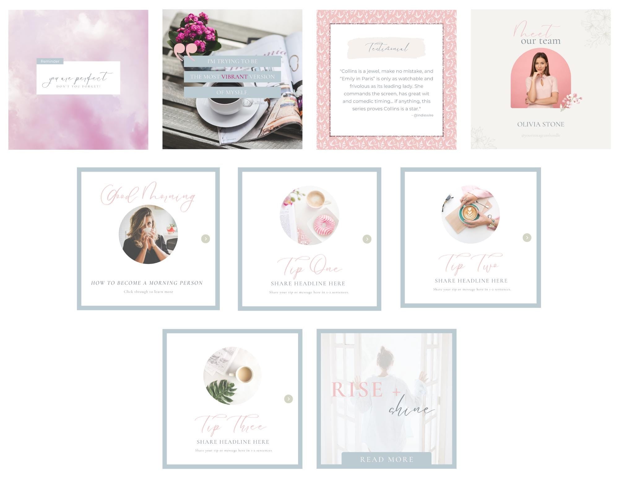Romantic Instagram Posts. New 4:5 Instagram size. Instagram post templates. Blogger Instagram templates. Branding sheet. Creative agency.
