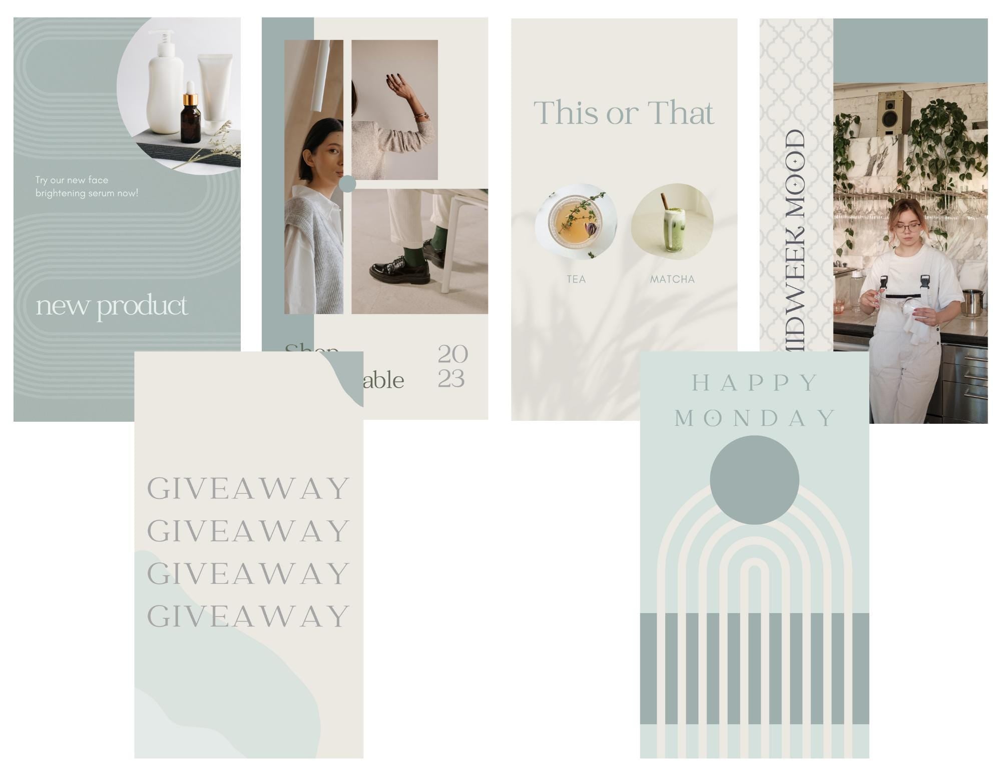 Serene Instagram story templates. Instagram story images. Canva templates. Chic story images. Instagram templates.