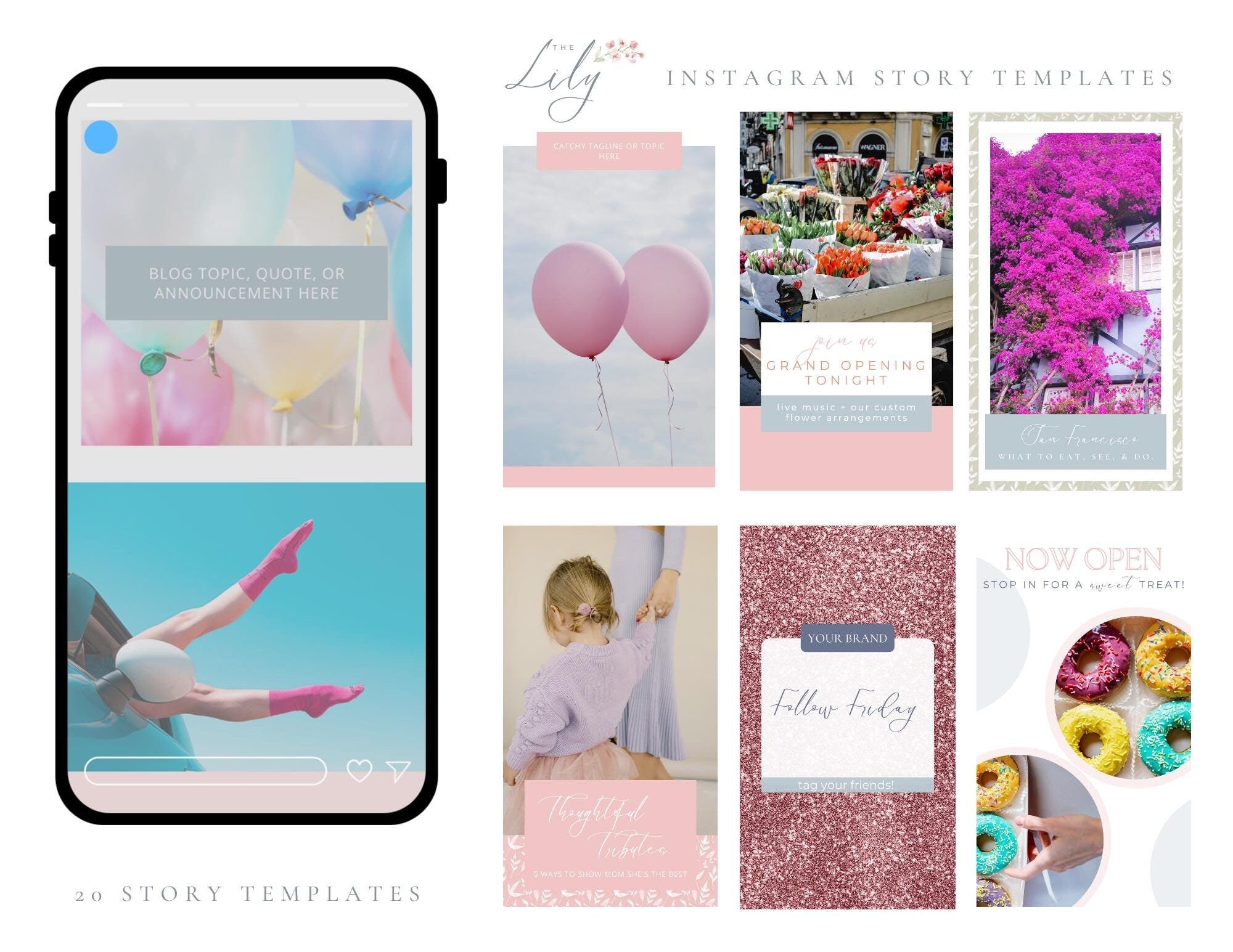 Romantic Instagram story. Instagram story templates. Instagram story Canva. Canva templates. Blogger branding. Podcast branding. Valentines