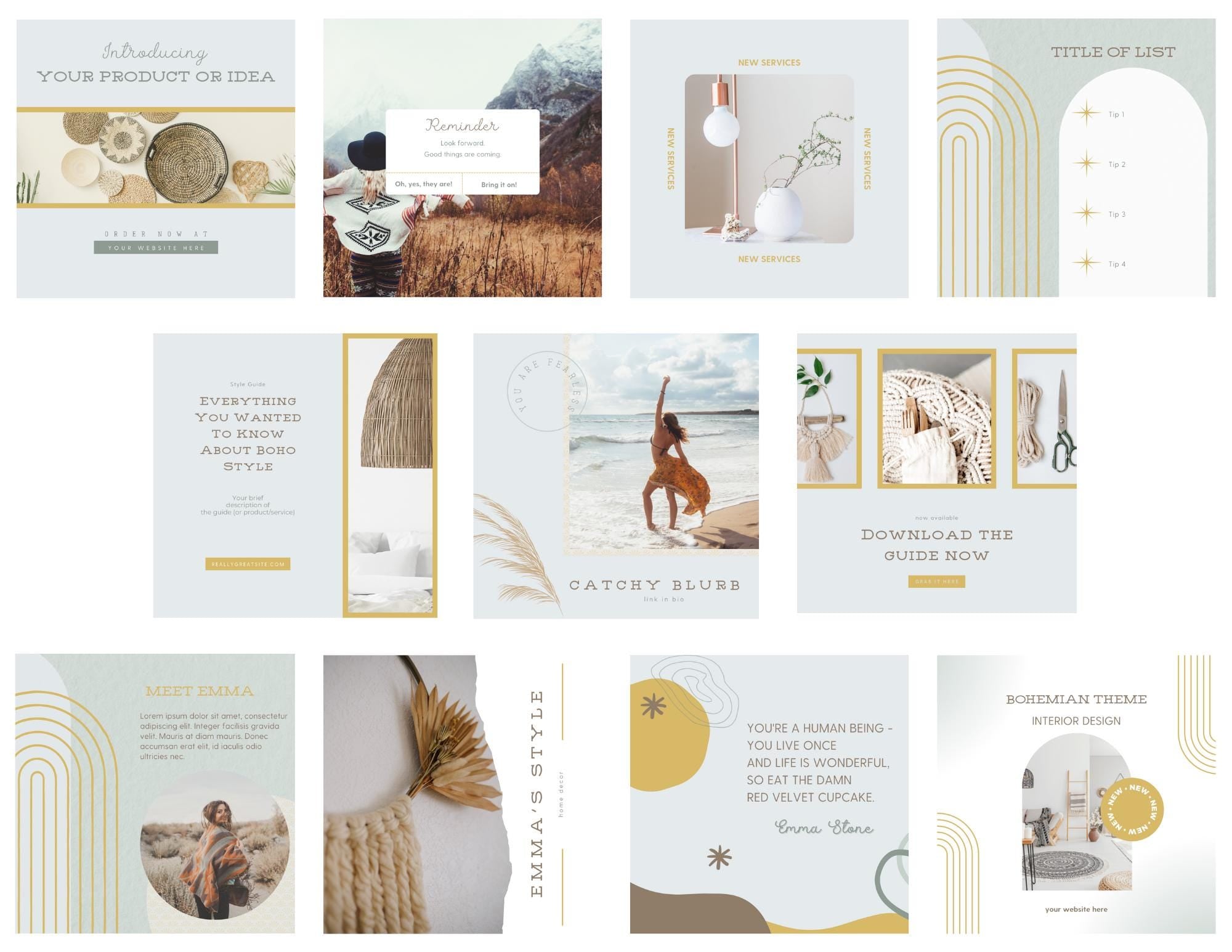 Boho instagram posts. New 4:5 Instagram size. Canva Instagram templates. Boho brand kit. Business Instagram posts. Blog Instagram template