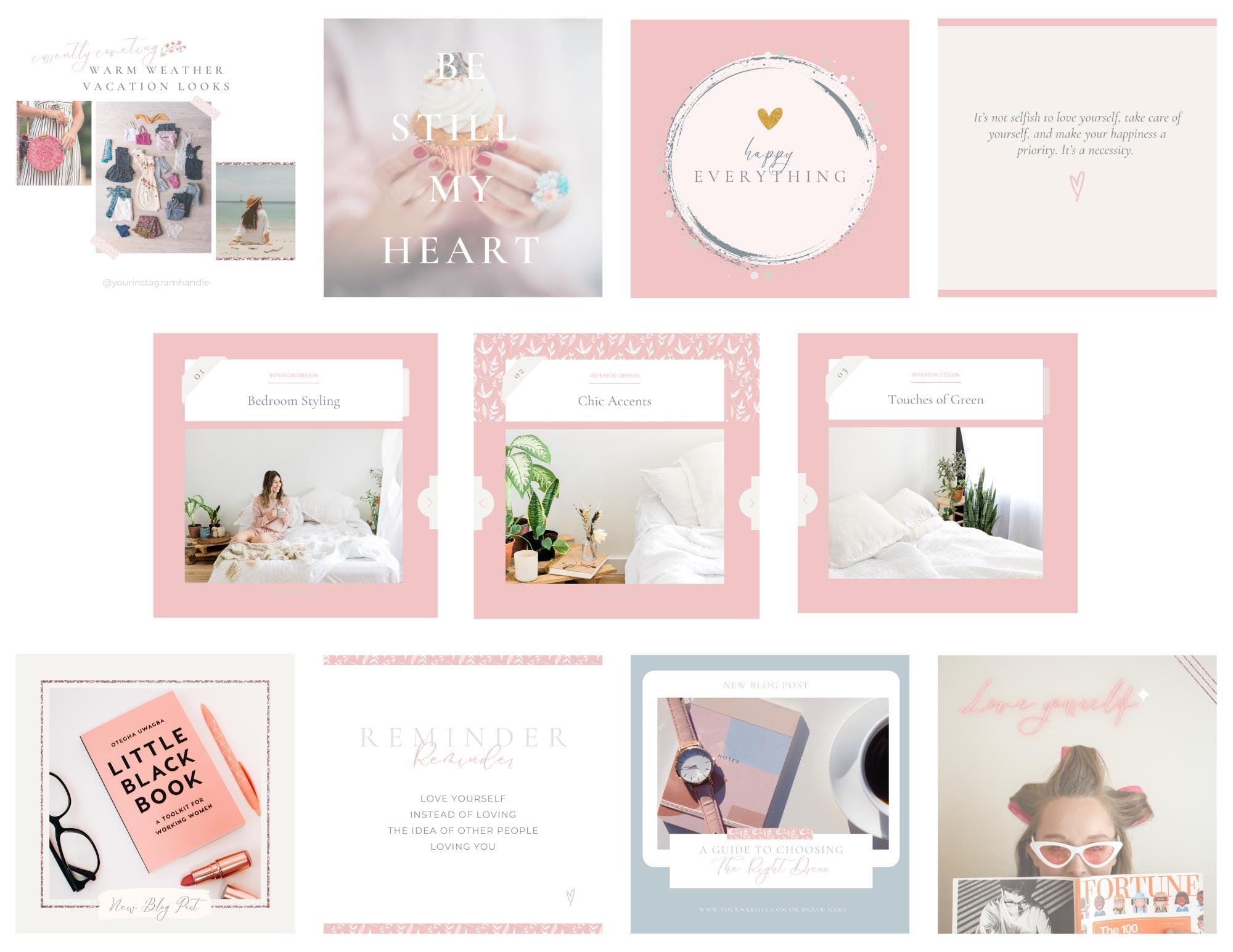 Romantic Instagram Posts. New 4:5 Instagram size. Instagram post templates. Blogger Instagram templates. Branding sheet. Creative agency.