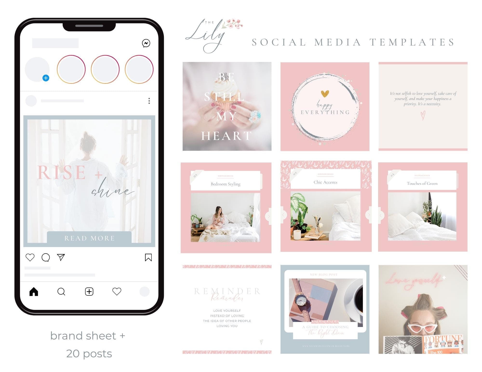 Romantic Instagram Posts. New 4:5 Instagram size. Instagram post templates. Blogger Instagram templates. Branding sheet. Creative agency.