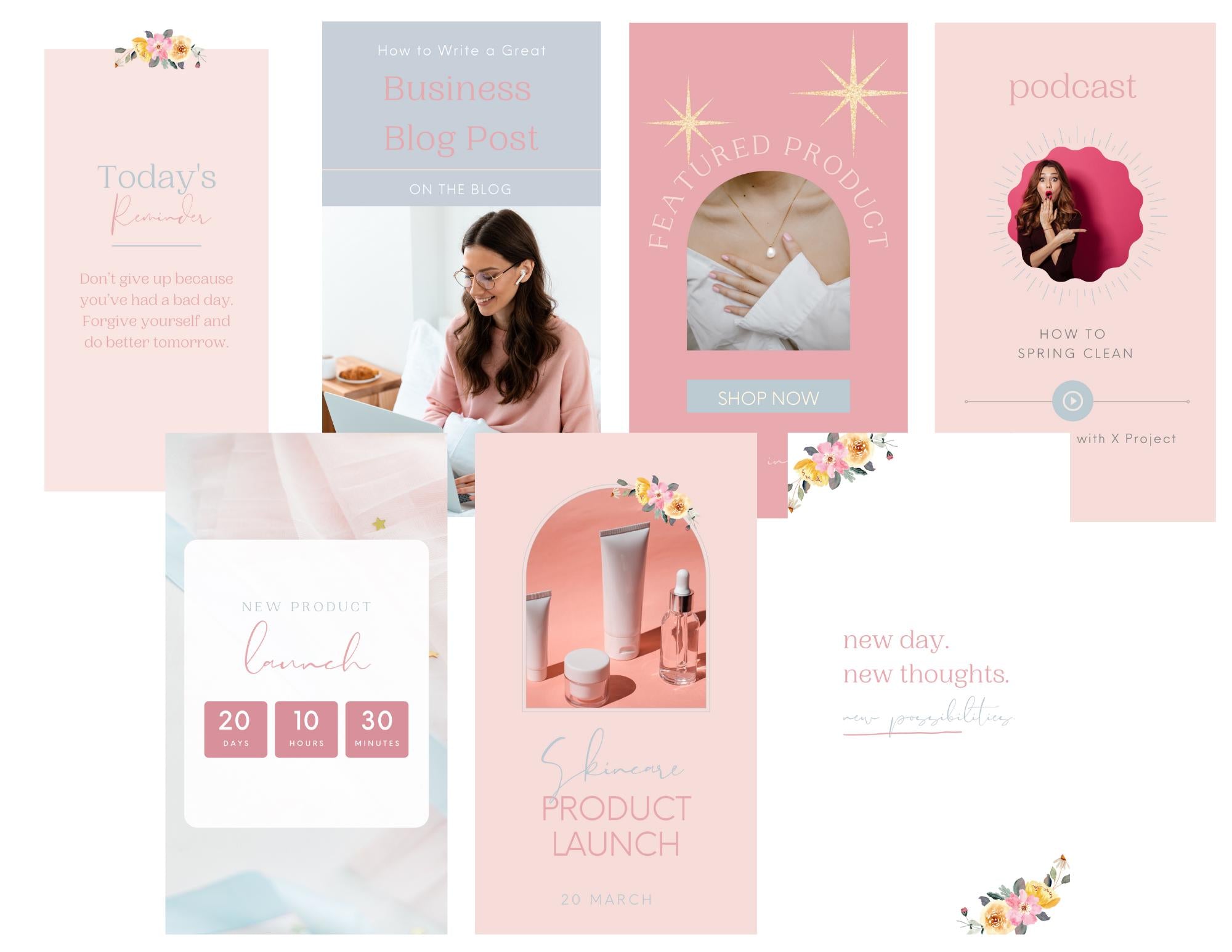 Feminine Instagram stories. Instagram story templates. Canva story templates. Beauty influencer stories. Pink instagram stories. Valentines.