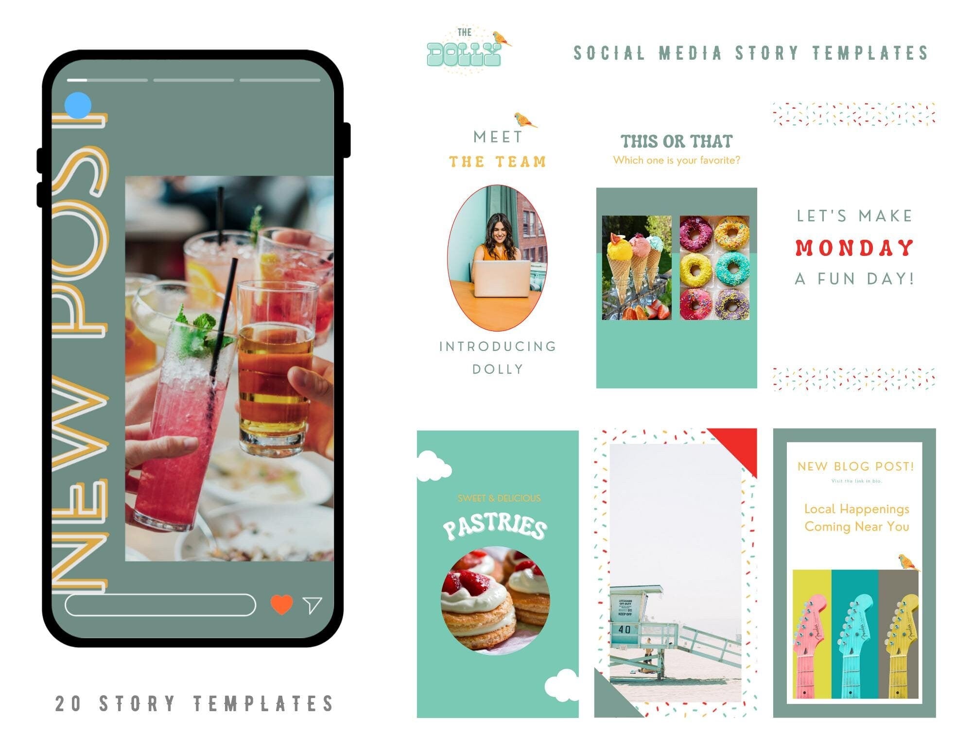 Bright Instagram stories. Instagram story templates. Podcaster story template. Canva template. Story design. Swiftie vibes design.