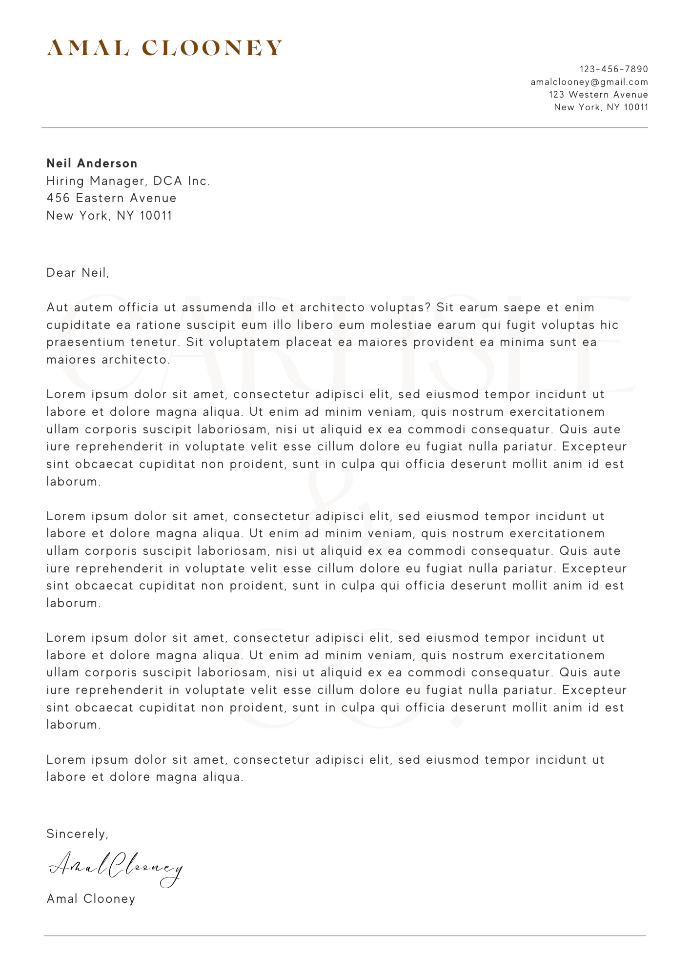 Cover Letter: Professional One