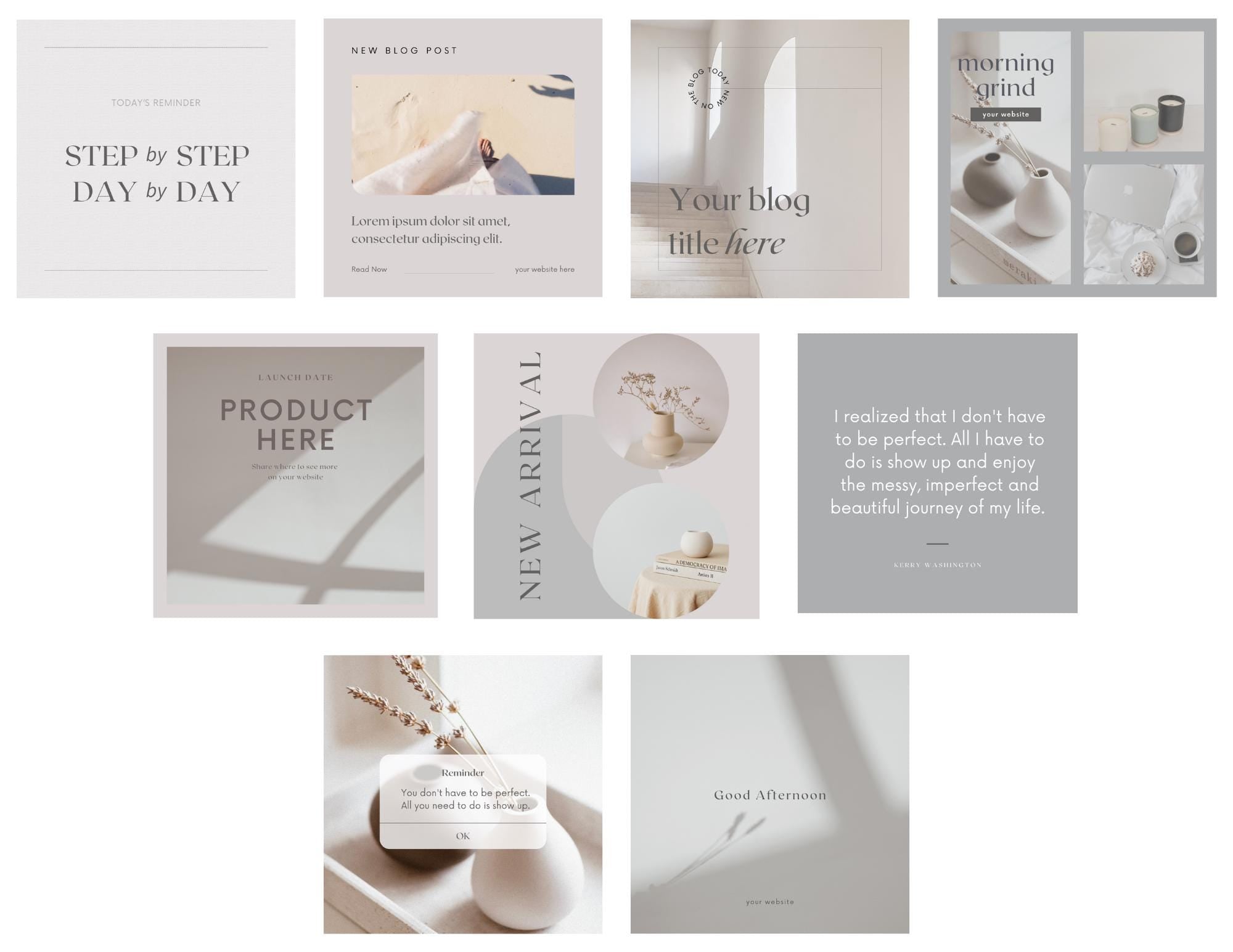 Neutral Aesthetic Instagram posts. New 4:5 instagram size templates. Instagram posts customizable. Branding kit. Influencer post templates.