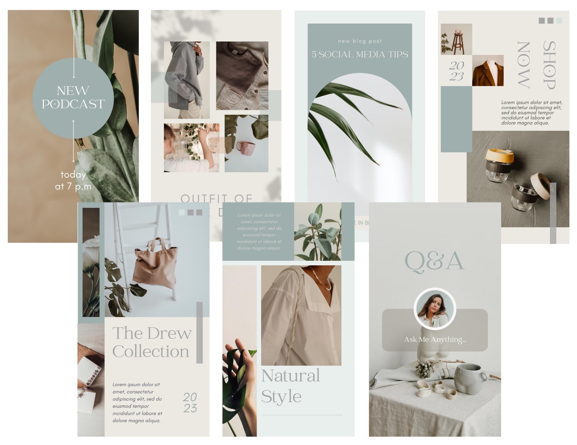 Serene Instagram story templates. Instagram story images. Canva templates. Chic story images. Instagram templates.
