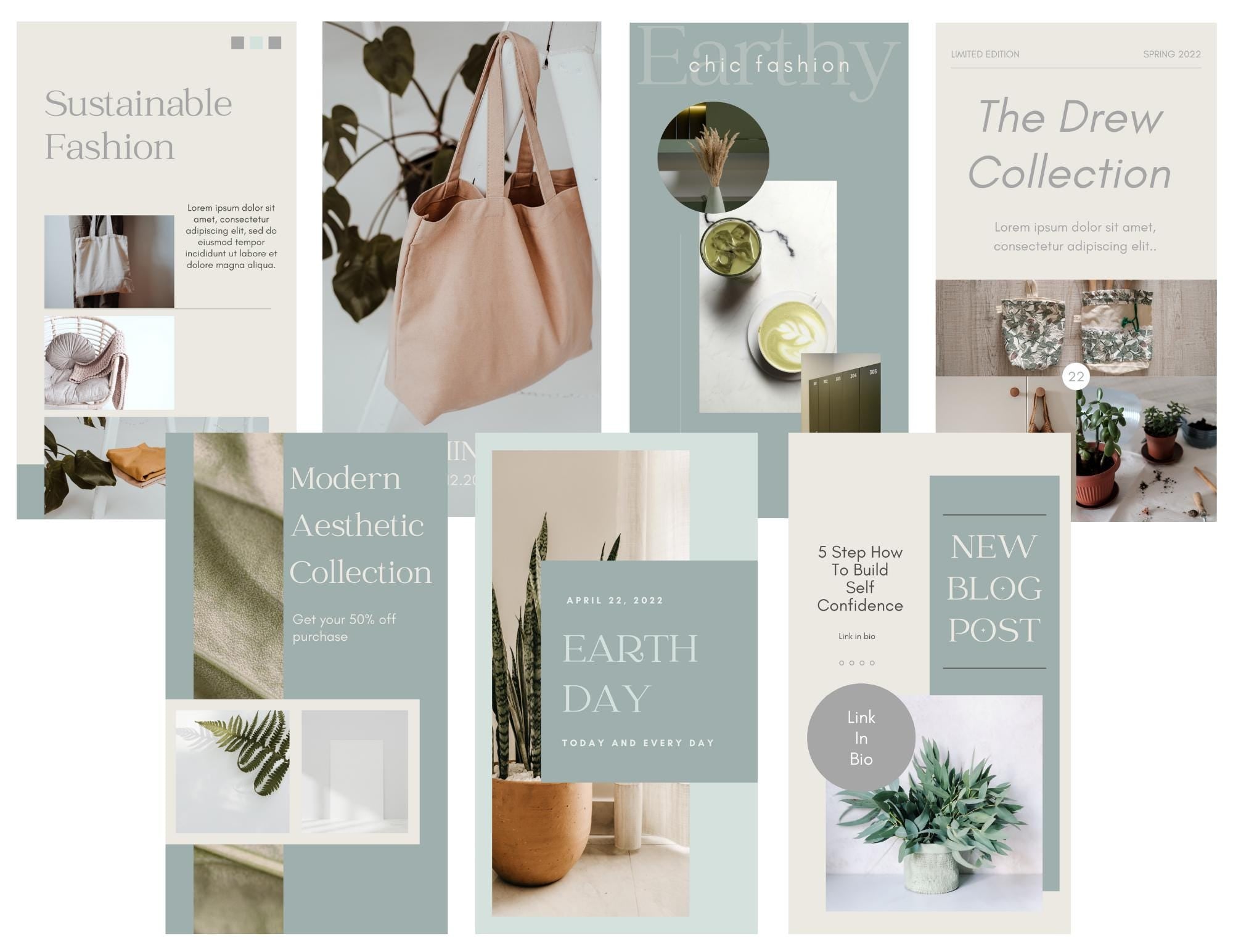 Serene Instagram story templates. Instagram story images. Canva templates. Chic story images. Instagram templates.